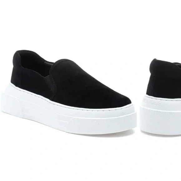 platform slip black slide on sneakers